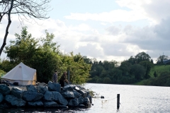 fishing beside the tent